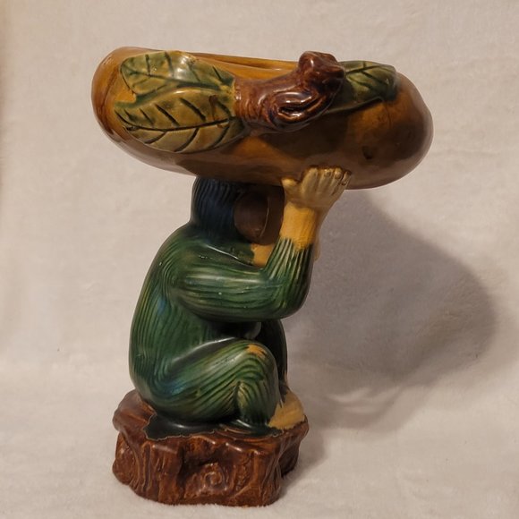 Vintage Hand Painted Majolica Monkey with basket/dish on Head - Picture 4 of 8